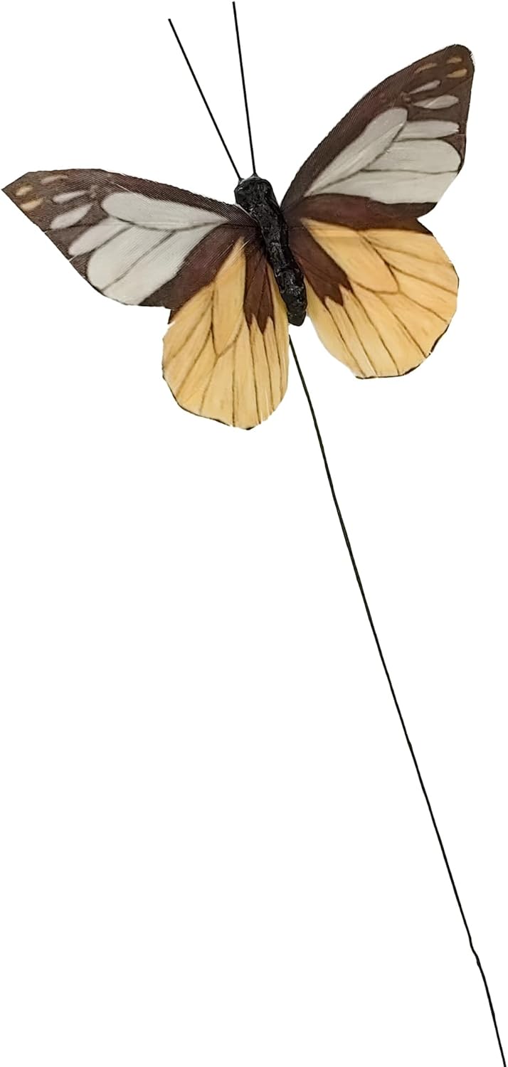Cartanfill- Artificial Feather Simulation Butterfly Party Decoration Set, a Set of 12 Pieces with Clips, Used for Home Decoration in 12 Colors.… (B Wire)