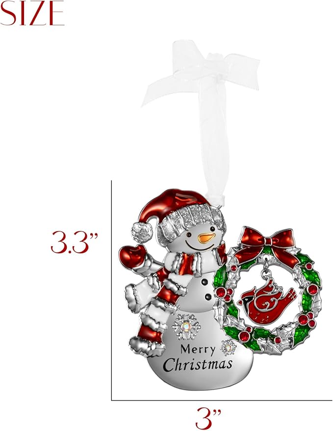 LIFE&FOOT Christmas Tree Ornaments 2025 Hanging Charm Decorative Pendant of Car Charm Holiday Keepsake Gift Home Decor (Snowman (Silver))