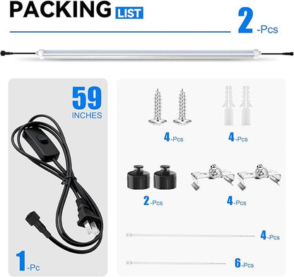 JESLED T8 Plant Grow Lights, 2FT Full Spectrum Grow Light, 48W(2 X 24W,300W Eqiv), Linkable Led Grow Light Strip for Greenhouse, Plant Shelves, Plug and Play, Natural White, 2-Pack