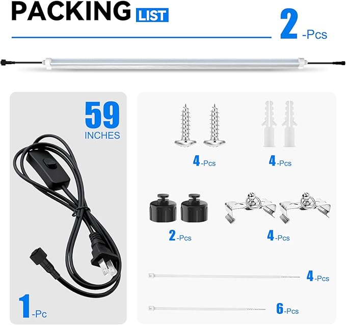 JESLED T8 Plant Grow Lights, 3FT Full Spectrum Grow Light, 72W(2 X 36W,450W Eqiv), Linkable Led Grow Light Strip for Greenhouse, Plant Shelves, Plug and Play, Natural White, 2-Pack