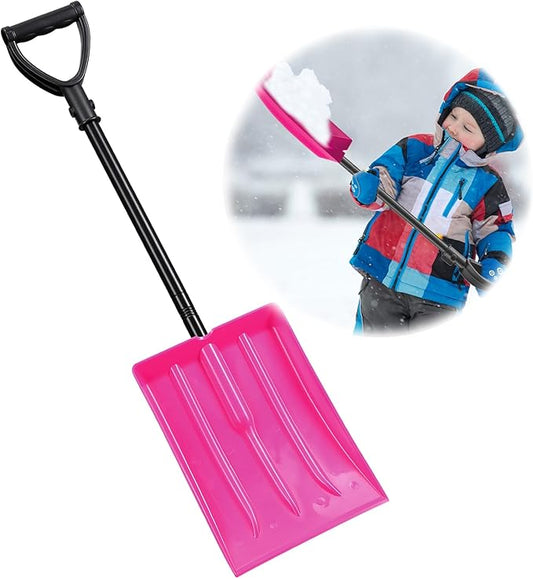 Snow Shovel Kids, Small Snow Shovel for Child Aged 2-13 Year Old, Plastic Winter Snow Removal Tool for Yard Driveway, 34 in Toddler Playing Shovels with Comfort D Handle Grip, 1 lb Lightweight, Pink