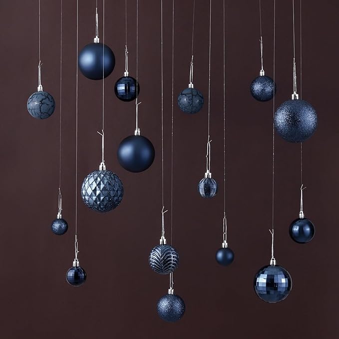 LANGXUN 36pcs Midnight Blue Christmas Tree Decorations Balls, Bolas De Navidad, 2025 Christmas Decor, Indoor Outdoor Shatterproof Christmas Ornaments, Xmars Party Wedding Suppiles