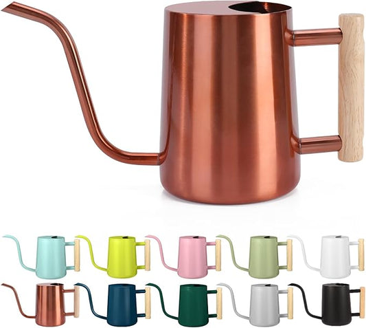 Watering Can Indoor Plants, 35oz Small Stainless Steel Metal Watering Can Modern Decorative Watering Pot with Long Spout for Indoor House Plant Bonsai Garden Flowers (Copper)