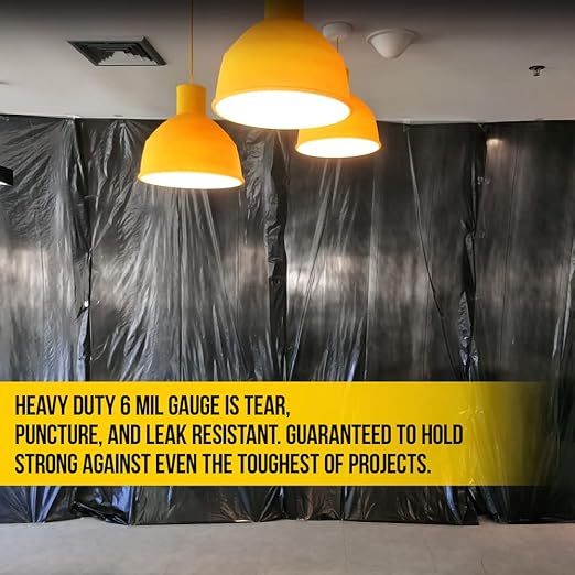 Aluf Plastics Black Plastic Sheeting - 20' x 100', 6 MIL Heavy Duty Gauge - Vapor and Moisture Barrier Sheet Tarp/Drop Cloth for Greenhouses, Painting, Furniture Covers, Carpet Cover, Floor, Paint