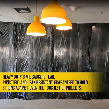 Aluf Plastics Black Plastic Sheeting - 20' x 100', 6 MIL Heavy Duty Gauge - Vapor and Moisture Barrier Sheet Tarp/Drop Cloth for Greenhouses, Painting, Furniture Covers, Carpet Cover, Floor, Paint