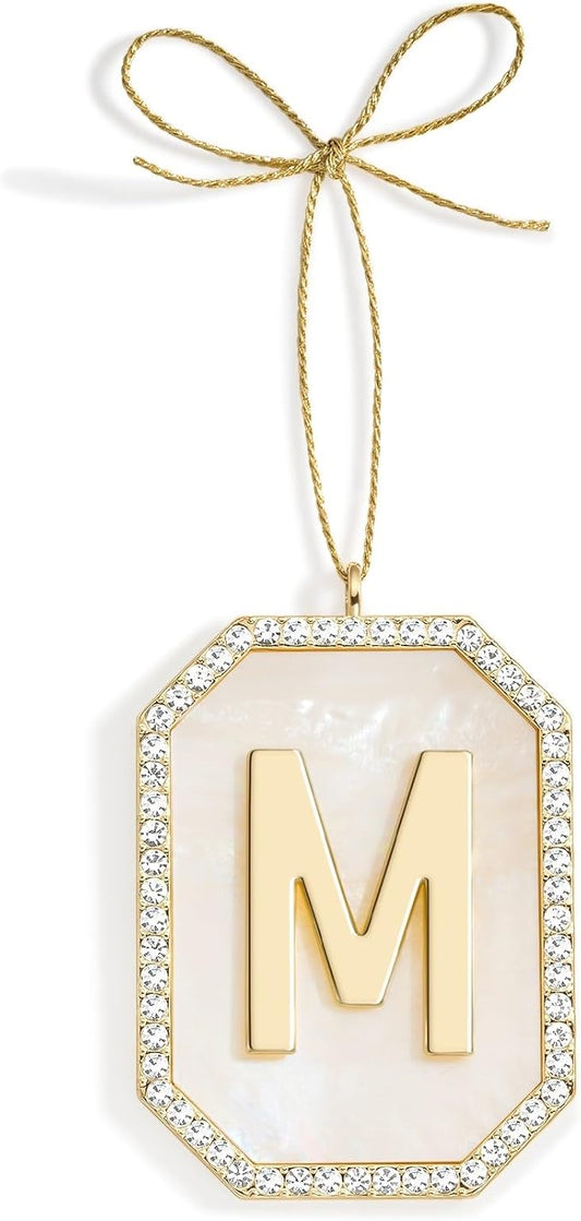 2025 Christmas Initial Ornaments，Letter M Ornaments for Christmas Tree， Hanging Ornament for Mother Best Friends Sister Wife