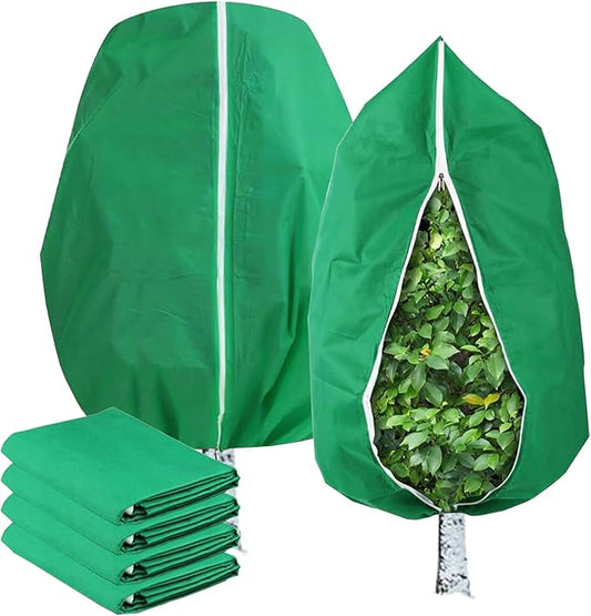 Plant Covers Freeze Protection 23.6" W x 31.5" H—4 Packs Patio Winterizing Frost Cloth & Frost Blankets for Outdoor Plants,Green Plant Freeze Protection Cover, Shrub/Tree Winter Protectors