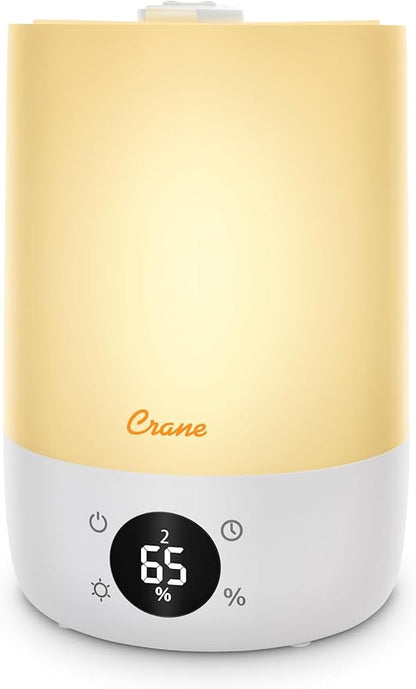 Crane Ultra-Quiet 3-in-1 Humidifier, Essential Oil Aroma Diffuser & Soothing Sleep Light - Compact 1.2 Gallon Capacity with Adjustable Night Light & Fragrance Tray - Ideal for Bedroom and Office