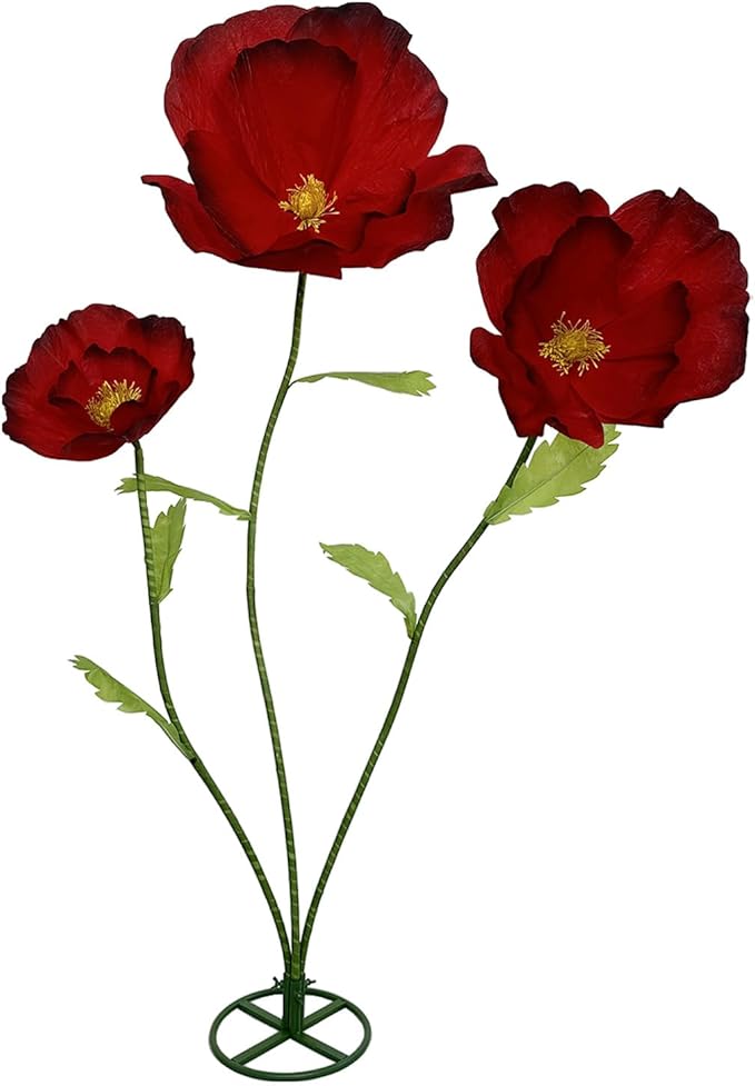 Giant Flowers for Decoration - 3Pcs Large Flowers for Backdrop Home Decor Paper flowers Artificial Realistic Faux Flower for Living Room, Bedroom, Wedding Party, Birthday Party, Celebrations (Red)