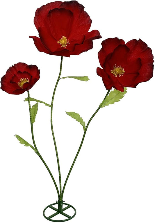 Giant Flowers for Decoration - 3Pcs Large Flowers for Backdrop Home Decor Paper flowers Artificial Realistic Faux Flower for Living Room, Bedroom, Wedding Party, Birthday Party, Celebrations (Red)