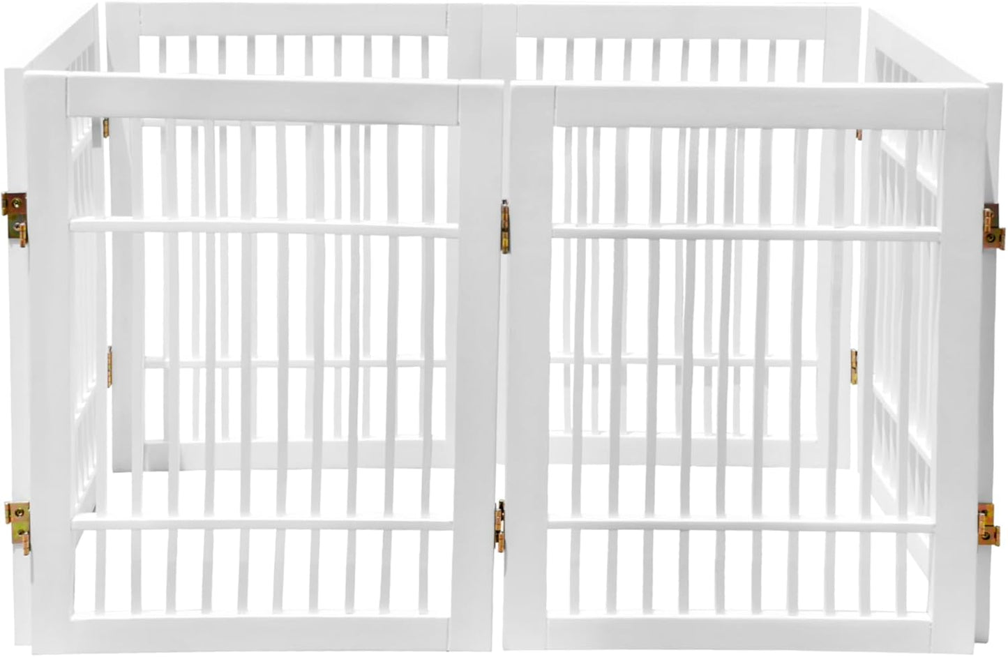 Pet Dog Gate Strong and Durable Freestanding Folding Acacia Hardwood Portable Wooden Fence Indoors or Outdoors by Urnporium (White Pet Gate, 6 Panel 24" Tall)