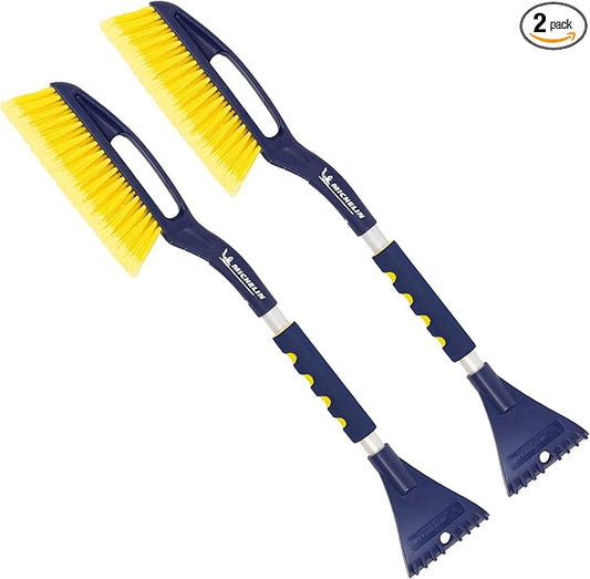 Michelin Snow Brush for Car Windshield (Pack of 2) – 25" Heavy Duty Snow Remover with Ice Scraper, Ergonomic Foam Grip, Power Scraping Handle, Lightweight Aluminum Shaft for Car, SUV, Truck, Van