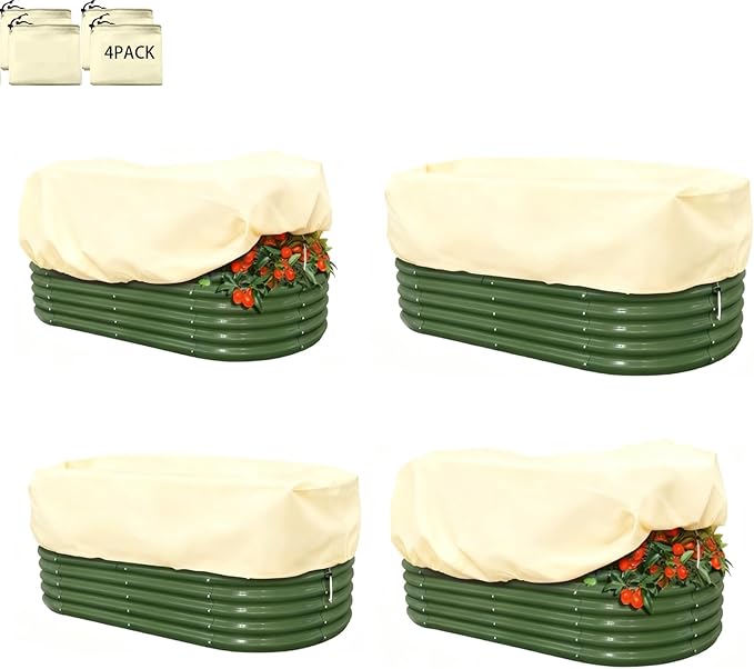 Plant Frost Protection Cover,Plant Frost Cover for Garden Protection, Rectangular Planter Blanket with Drawstring, Winter Garden Netting, 68.8 x 17.7 x 15.7 Inch, 4 Pack