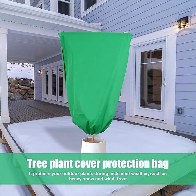 Plant Covers Freeze Protection, 4 Pack Frost Covers with Zipper Drawstring (23.6" x 31.5") Plant Protection Cover Bags for Outdoor Winter Frost Cold (Green) (23.6" W x 31.5" H(4 PCS), Green)