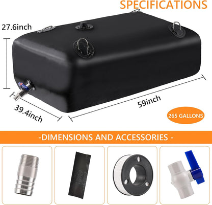 Water Tank, Water Storage Bladder, Portable Water Tank, Water Bladder Tank, Large Water Storage, Water Storage Containers for Camping, Garden, Emergency Water Storage Black