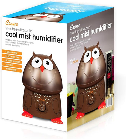 Crane Animal Humidifier for Bedroom, Ultrasonic Cool Mist for Baby Nursery, Adjustable Settings, Auto Shut-Off, Owl