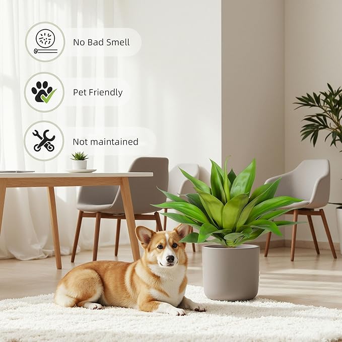 Artificial Agave Plant Fake Agave Plant Artificial Plants Outdoor Uv Resistant Artificial Fake Plants Suitable for Indoor Home Decor Outdoor Courtyard Balcony Terrace Decor 20.9'',Green,1Pcs