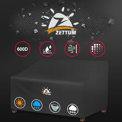 Zettum Patio Sofa Cover 90 Inch - 600D Outdoor Couch Cover Furniture Cover Waterproof & Heavy Duty, Large 3-Seater Bench Cover for Outside Sofa, Loveseat, Couch, Glider and Bench - 90 x 42 x 33 Inch