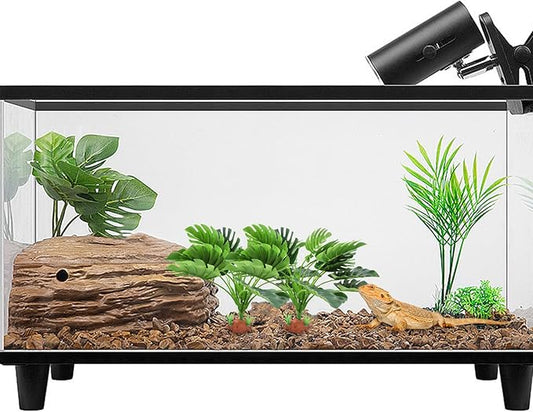 2 Pack Fake Monstera Plant Tank Decor, Realistic Artificial Plastic Plant Decoration for Reptile Amphibian Habitat Terrarium, Decor Accessories for Bearded Dragon Betta Fish Tortoise Chameleon Lizard