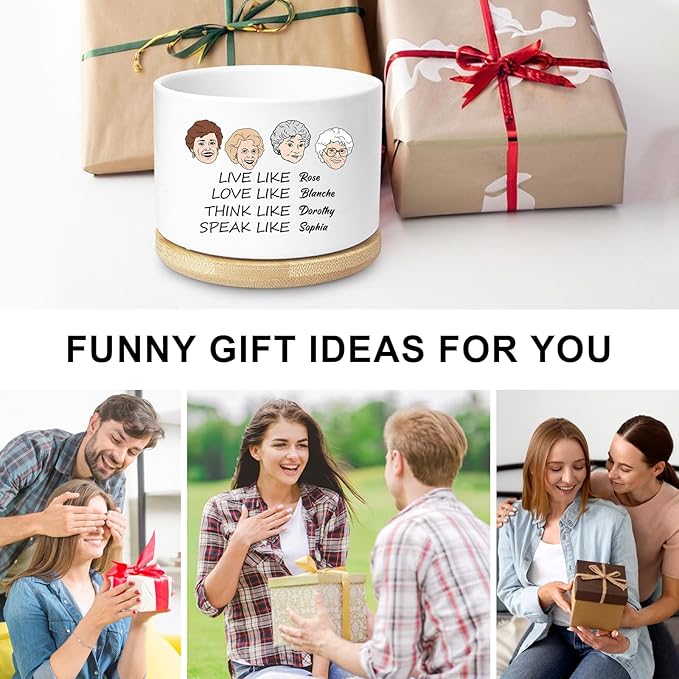 Friend Gifts for Women, Funny Succulent Planter, Flower Cactus Plant Pot, Golden Gilrs Merchandise, Friendship Gifts for Best Friends Bestie Sister Birthday Present (Plant Not Included)