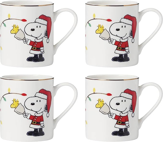 Lenox 896325 Snoopy Christmas Mugs, Set of 4