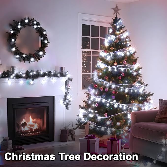 328 FT Christmas Light1000 LED Xmas Lights OutdoorChristams String Lights Waterproof 8 Modes & Timer, Fairy Lights Plug in for Weeding, Patio, Party, Holiday,Christmas Decor (Cool White)