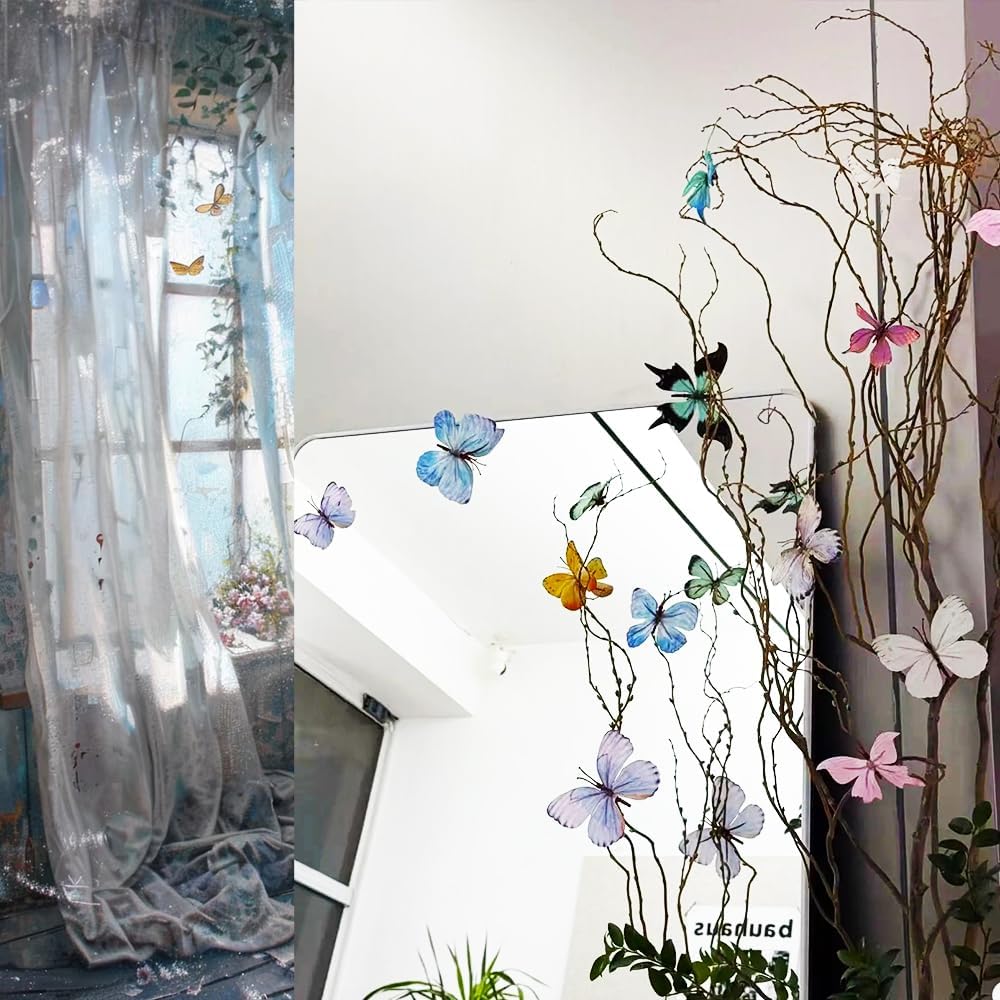 Artificial Butterfly,3D Artificial Butterfly Clips,Silk Floral Butterflies, Suitable for Home Decoration, Flower Arrangement and Foil The Festive Atmosphere (8 Pcs)