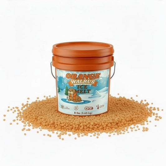 Orange Walrus CMA Ice Melt 8 lb Pet Safe De-Icer Works in Extreme Winter Conditions Safe for Driveways, Sidewalks & Steps