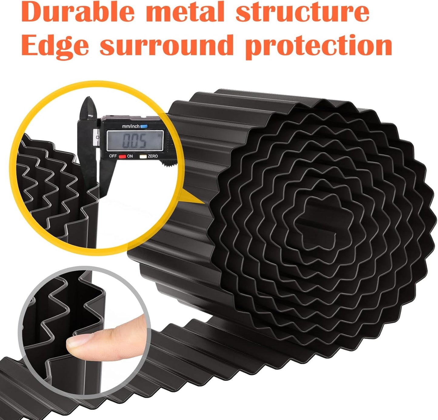 LAVEVE Corrugated Metal Garden Edging 6" x 40Ft, Landscape Edging Border for Lawn, Flower Bed, Garden Fence, Paver Edging (Black)