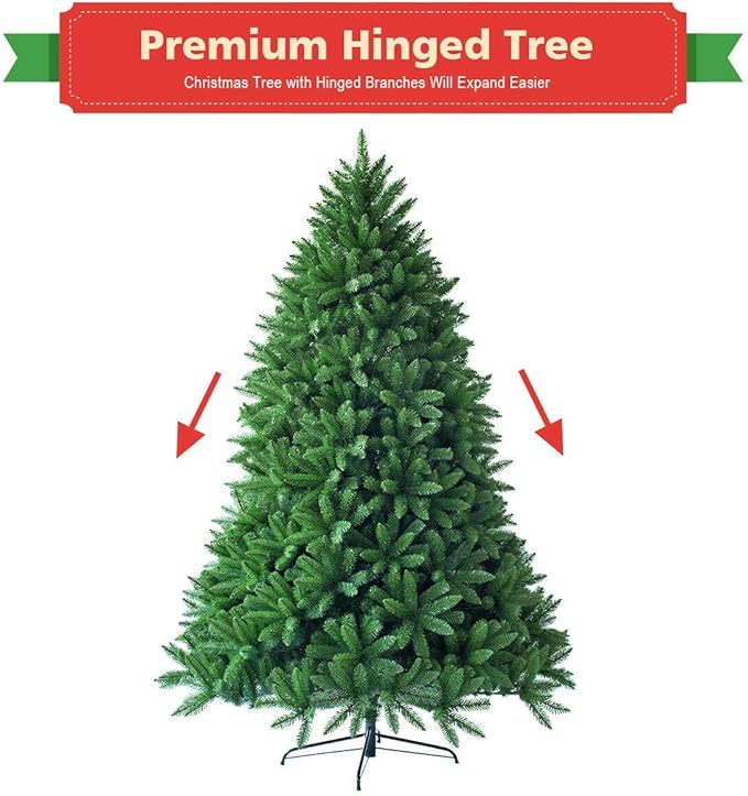 Goplus 5ft Unlit Artificial Christmas Tree, Premium Hinged Fir Tree, Easy Assembly with Metal Stand, Xmas Décor for Indoor and Outdoor (5ft)