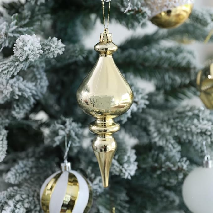 Christmas Tree Ornaments Decorations Set-116ct 1.18-6.5 Inch Assorted White Gold Shatterproof Decorative Hanging Christmas Ball Ornaments Bulk,Xmas Tree Tabletop Decorations for Holiday Decor