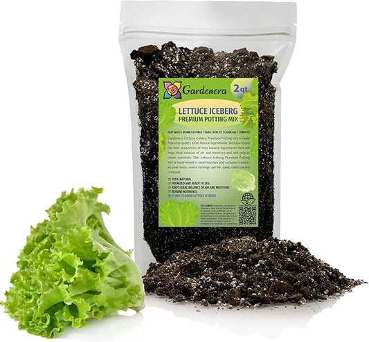 Gardenera Premium Potting Soil Blend for Lettuce Iceberg - The Ultimate Mix for Healthy, Vibrant, and Crisp Lettuce - 2 Quart