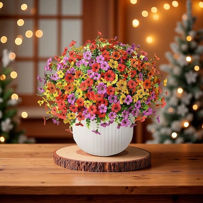 Artificial Flowers for Outdoors - UV Resistant & Fade-Resistant Fake Flowers, 10 Bundles Waterproof Faux Flowers for Garden, Yard, Patio, Wedding & Home Decor 10 Mixed Bundles