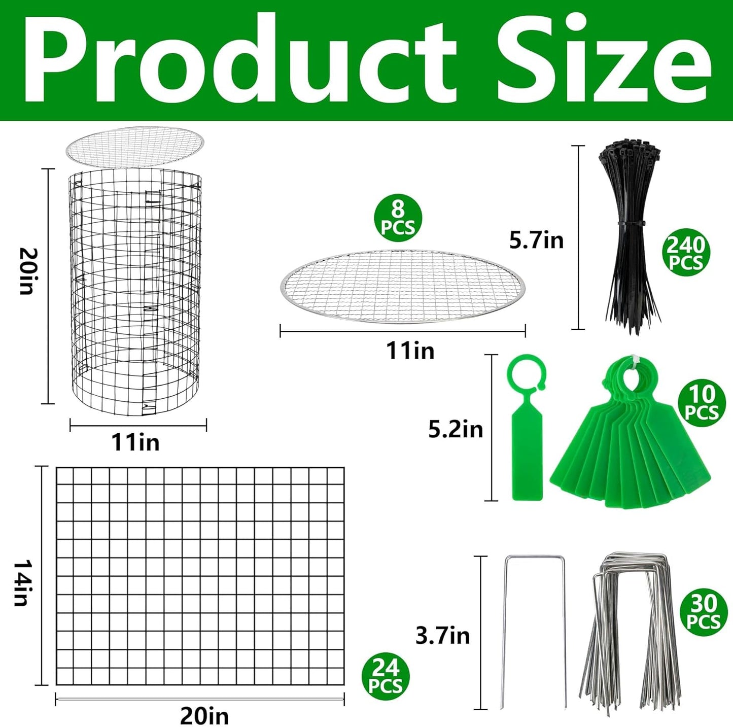 Adnee 8 Pack Wire Plant Protector with Cover-20" x 11" Detachable Metal Plant Protectors Mesh-Garden Plant Protectors for Flower Vegetable to Keep Animals Out