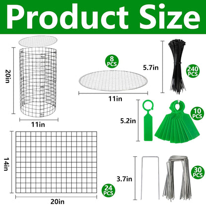 Adnee 8 Pack Wire Plant Protector with Cover-20" x 11" Detachable Metal Plant Protectors Mesh-Garden Plant Protectors for Flower Vegetable to Keep Animals Out