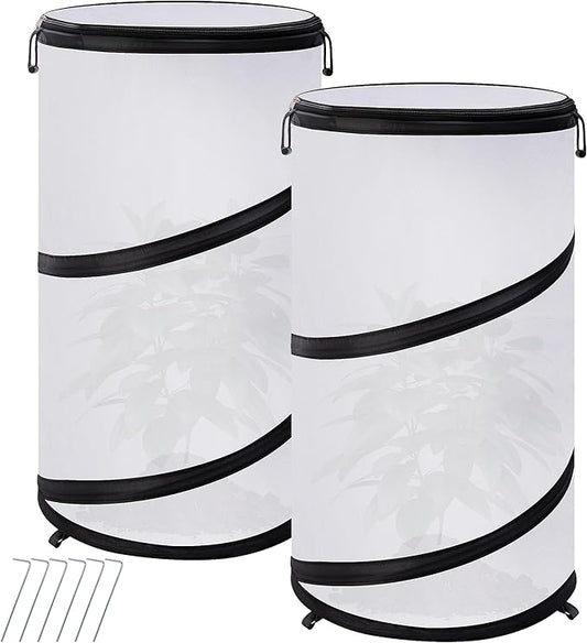 2 Pcs Pop Up Winter Frost Plant Cover, 20 x 12 Inch Round Garden Plants Freeze Protection Tent, Foldable Warm Plant Protector Enclosure for Snow Frost Protection Indoor & Outdoor