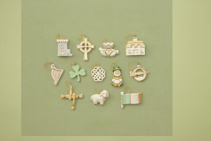 Lenox 819668 Luck of the Irish 12-Piece Ornament Set, St. Patricks Day