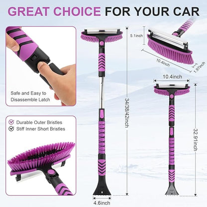 COMOWARE Snow Brush, Extendable Ice Scrapers for Car Windshield with 270° Pivoting Head, Lightweight Aluminum Body Snow Removal Tool with Ergonomic Foam Grip, Snow Scraper for Car Truck SUV