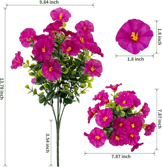 Lnoicy Artificial Flowers for Outdoor 12 Bundles Eucalyptus Fake Flowers for Planter,UV Resistant Fake Morning Glory for Home/Porch/Garden Decoration (Mix Color)