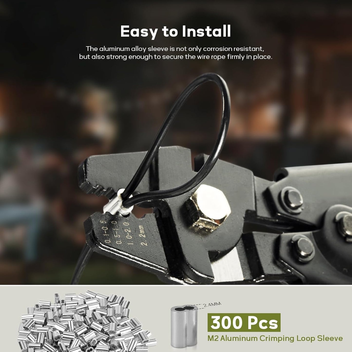 Vinyl Coated Wire Rope 1/16 Inch Overmolded to 3/32 Inch, 1000FT 304 Stainless Steel Cable with 300 Pcs Crimping Sleeves for String Light Hanging Kit, Clotheslines and Trellis Wire