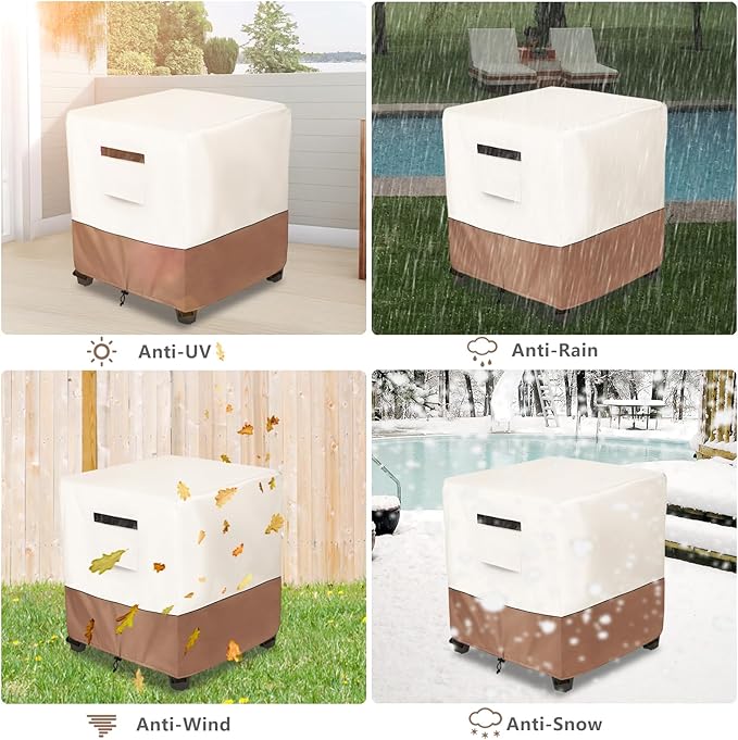 Outdoor Rocking Chair Side Table Cover, Heavy Duty All-Weather Patio Side Table Cover Fits Square Small Tables (13 x 16.5 x 17 Inches)