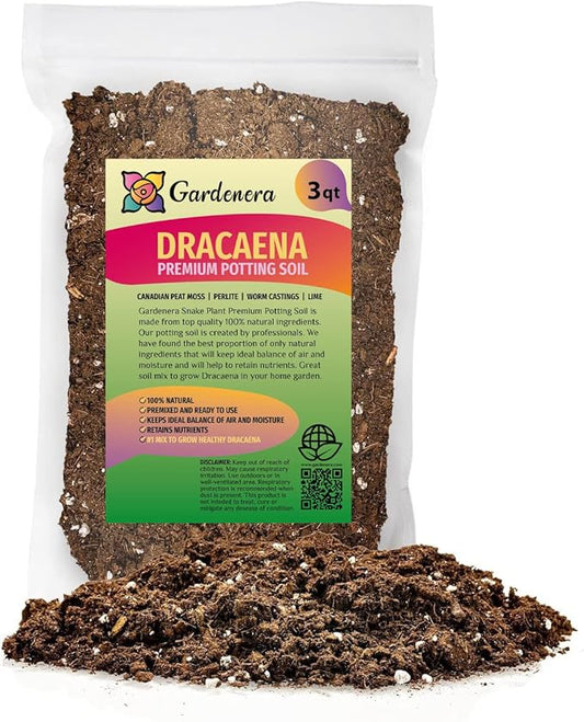 GARDENERA Premium Dracaena Potting Soil Mix - (3 Quart Bag)