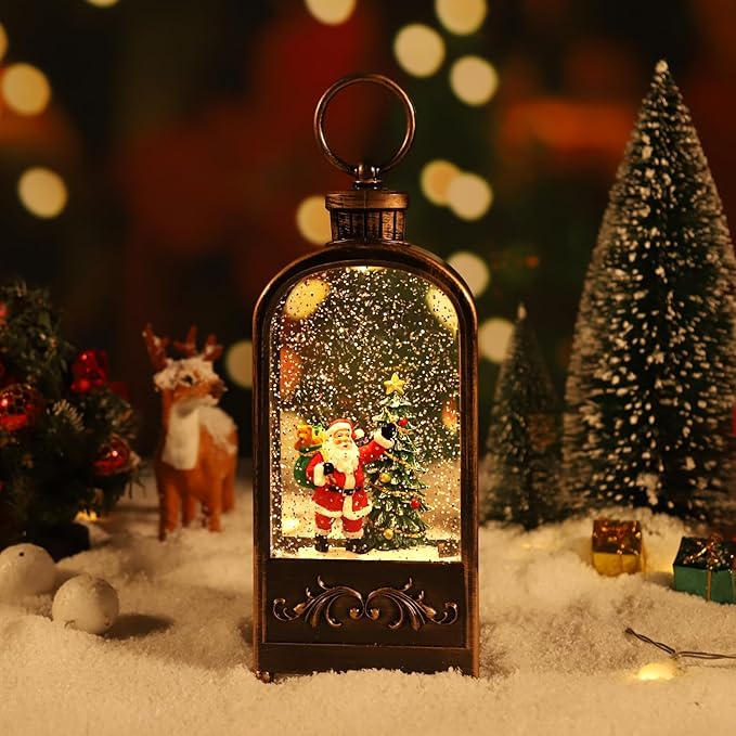 Christmas Decorations Indoor-Musical Snow Globe Christmas,Santa Christmass Tree Lighted Scene Snow Globes Lantern USB or Battery Powered,Christmass Decorations Decor for Home