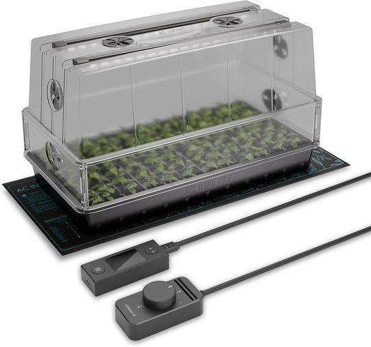 AC Infinity Heavy-Duty Large Humidity Dome 6x12 Germination Kit with Waterproof Seedling Mat, Full Spectrum LED Grow Light Bars, Samsung LM301H EVO Diodes, Vented Extension Panels, for Seed Starting
