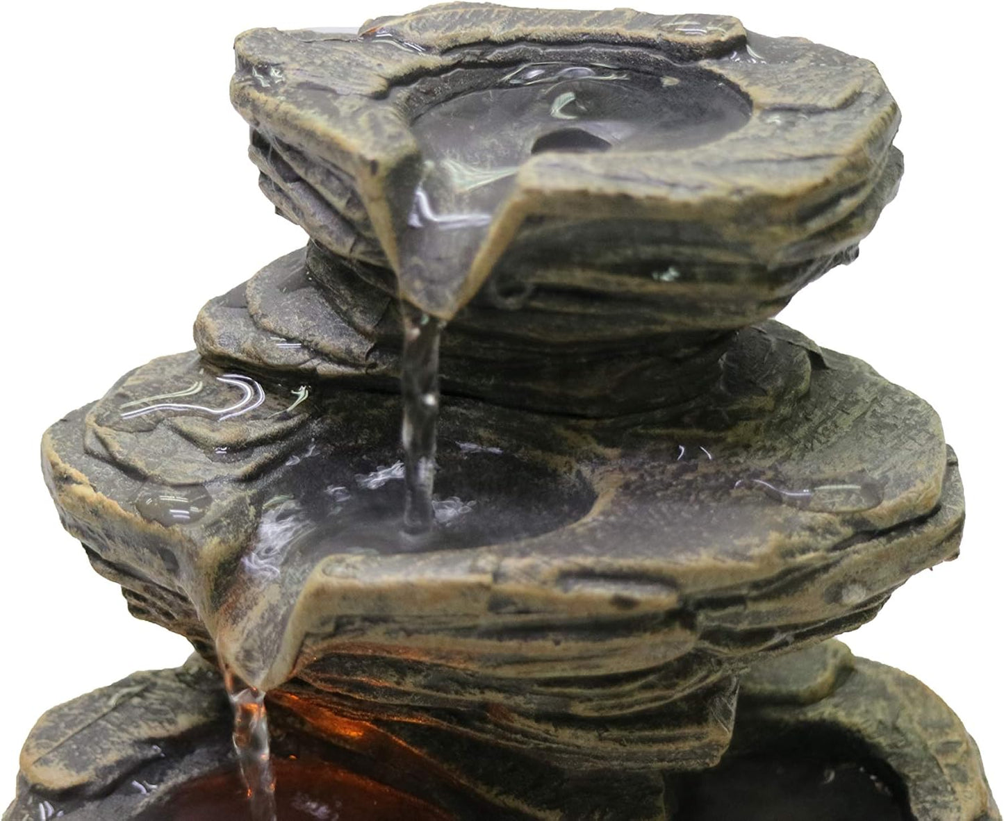 Nature's Mark Cascading Rock Tabletop Water Fountain with Natural River Rocks and LED Lights 9" Height (Power Cord Attached)