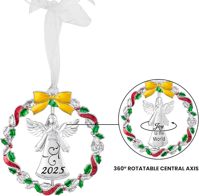 Laraine Christmas Tree Ornaments – 2025 Decorative Rotation Hanging Pendant of Car Charm Holiday Keepsake Gift Home Decor (Angel (2025))