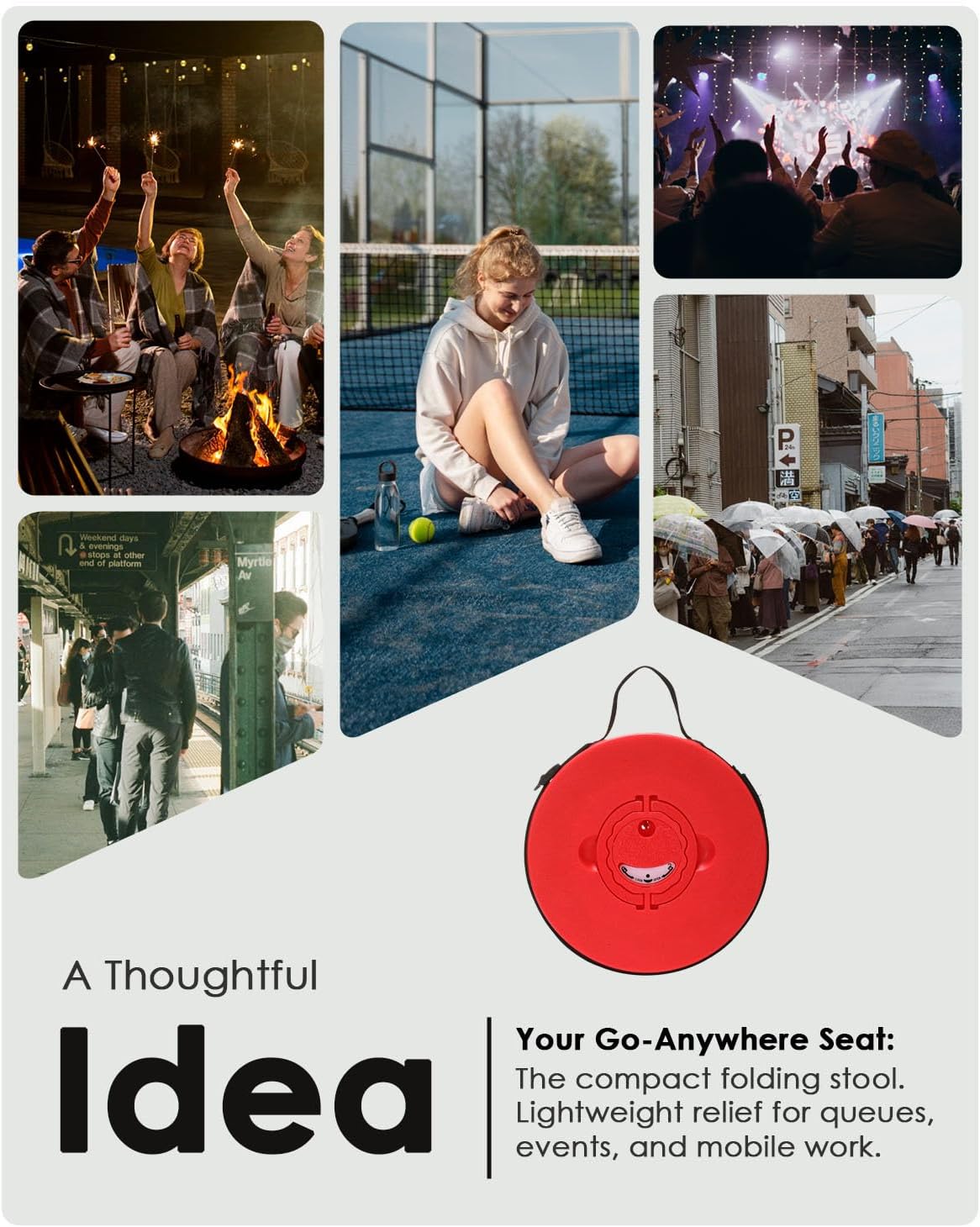 18-inch Heavy Duty Collapsible Stool - 800 lbs Capacity, 2.6 lbs Lightweight Portable Folding Stool for Camping, Travel, Music Festivals and Other Outdoor Events