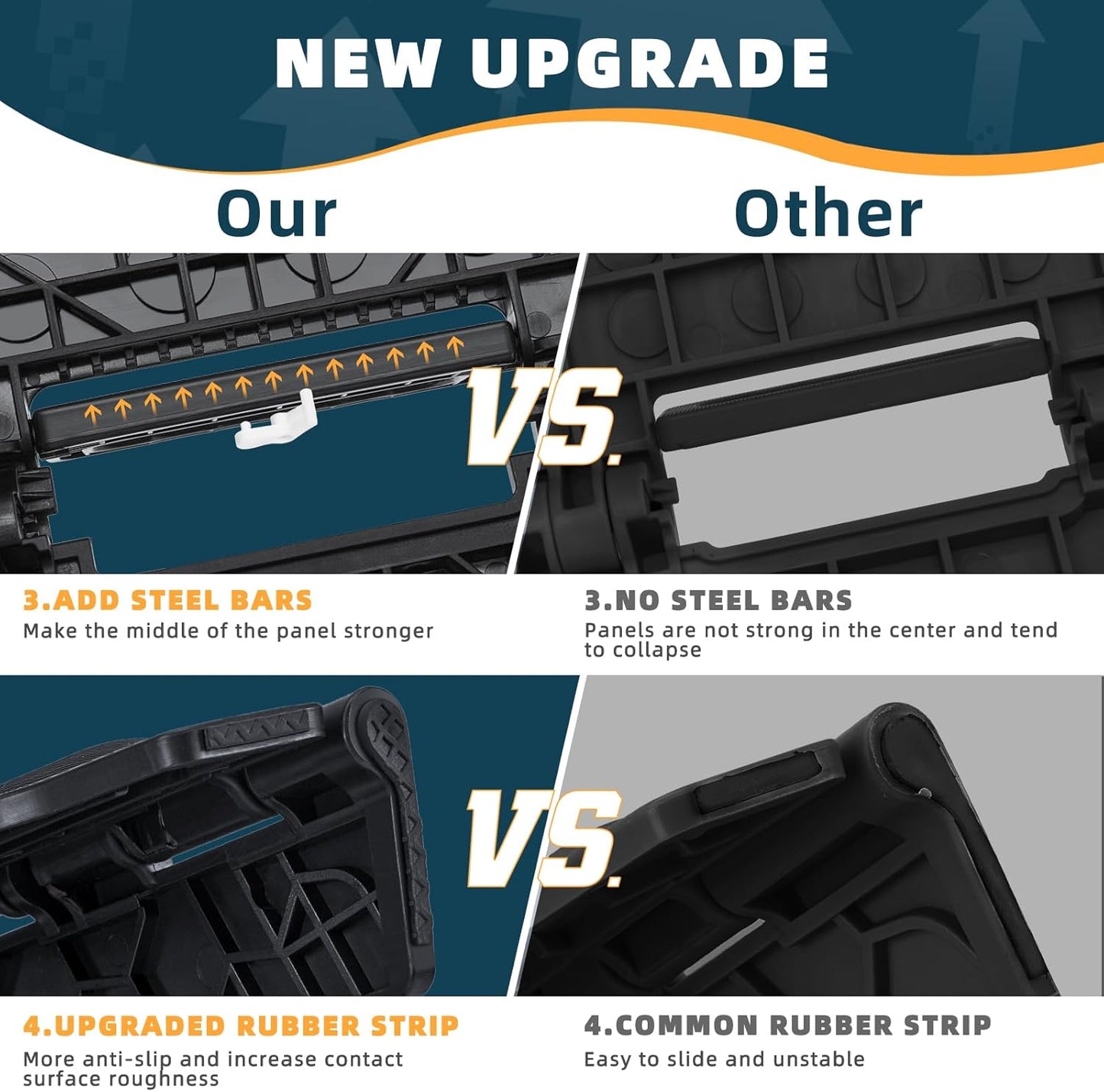 ACSTEP Folding Step Stool 17.5 Inch Heavy Duty Step Stool Foldable for Adults and Kids, Collapsible Stepping Stool with Handle, Non Slip Folding Stools for Kitchen Hold Up to 400lbs (Black 1PC)