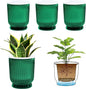 T4U 4.8 Inch Self Watering Plant Pot, 4 Pack Self Watering Pots, Self Watering Planter with Reservoir, Small Self Watering Pots for Indoor Plants, African Violets (4 Pack, 4.8", Translucent Green)