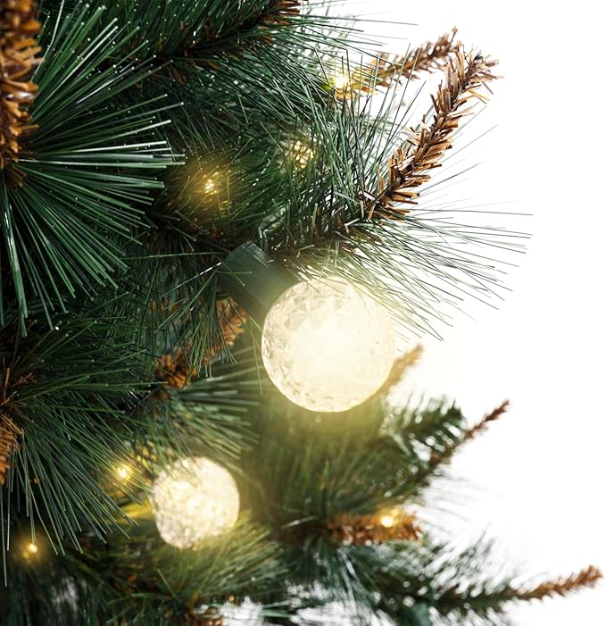 Selena 4.5ft Prelit Artificial Christmas Tree with 373 Branch Tips, 130 Warm Lights and Metal Stand, 33" Wide Realistic Withered Christmas Tree with Lights by Naomi Home